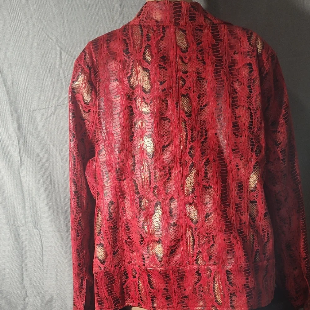 Erin London Red and Gold Snakeskin Jacket - Picture 3 of 5